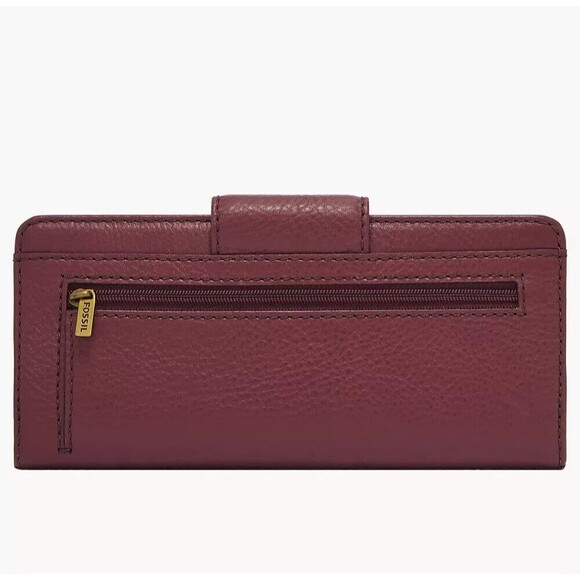 New Fossil Madison Tab Clutch Wallet Leather Wine - Picture 4 of 4